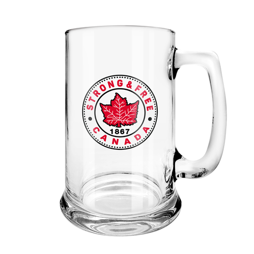 Strong and Free Canada 15 oz Beer Stein Glass