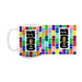FIFA World Cup 26 white ceramic mug shown with full wrap-around print of trophy logo and colorful 26s