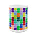FIFA World Cup 26 white ceramic mug back view, all-over multicolor 26 numeral pattern