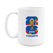 FIFA World Cup 26 Toronto white ceramic 15 oz mug, blue trophy logo with CN Tower silhouette accent