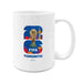 FIFA World Cup 26 Toronto white ceramic mug, opposite side angle with handle on right
