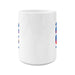 FIFA World Cup 26 Toronto white ceramic mug rear view, blue and orange logo wrapping body