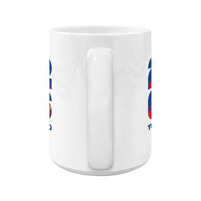 FIFA World Cup 26 Toronto white ceramic mug back-handle view, print visible on both sides