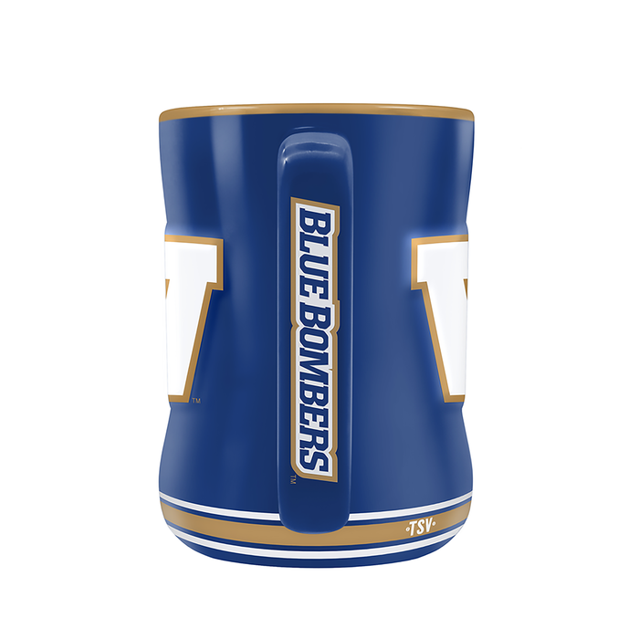 Tasse sculptée avec écusson de l'équipe des Blue Bombers de Winnipeg de la LCF (14 oz)