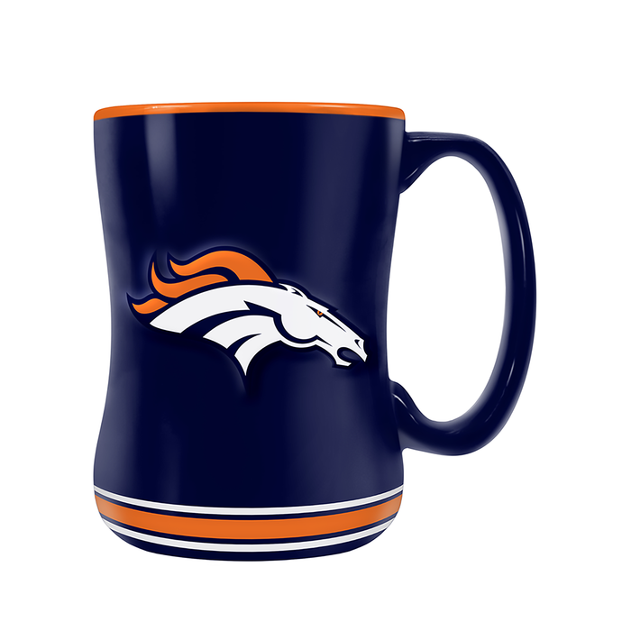 Tasse sculptée avec écusson de l'équipe NFL Denver Broncos (14 oz)