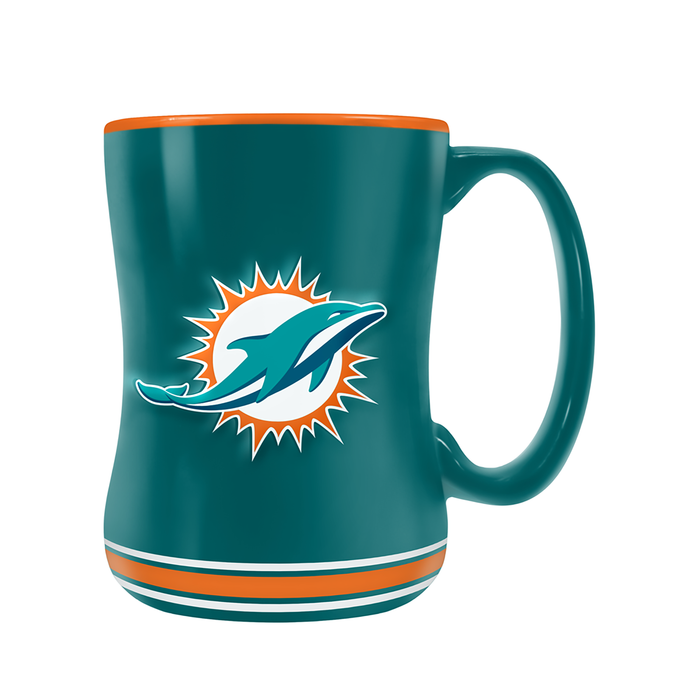 Tasse sculptée avec écusson de l'équipe NFL Miami Dolphins (14 oz)