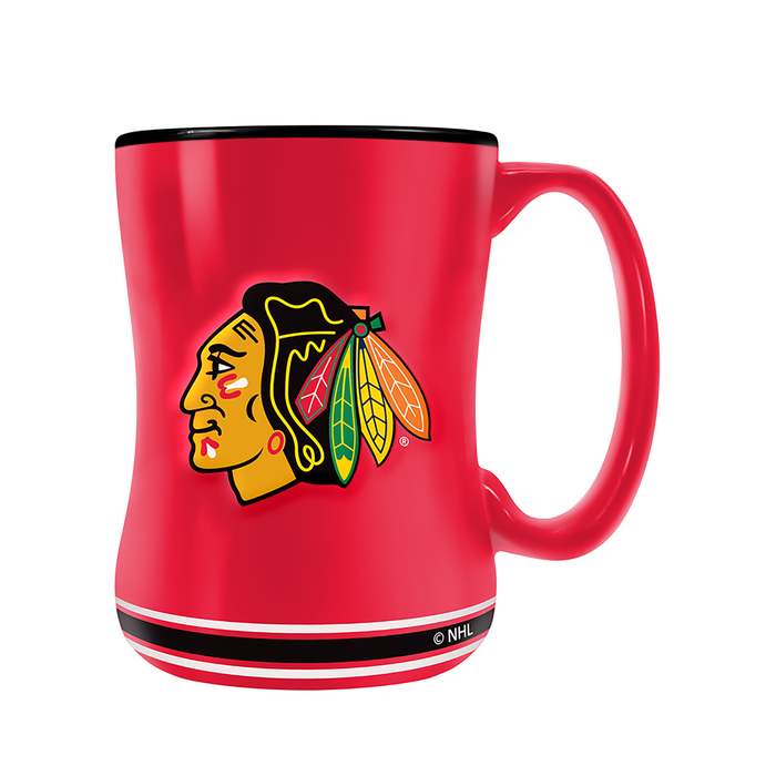 Tasse sculptée avec écusson de l'équipe des Blackhawks de Chicago de la LNH (14 oz)