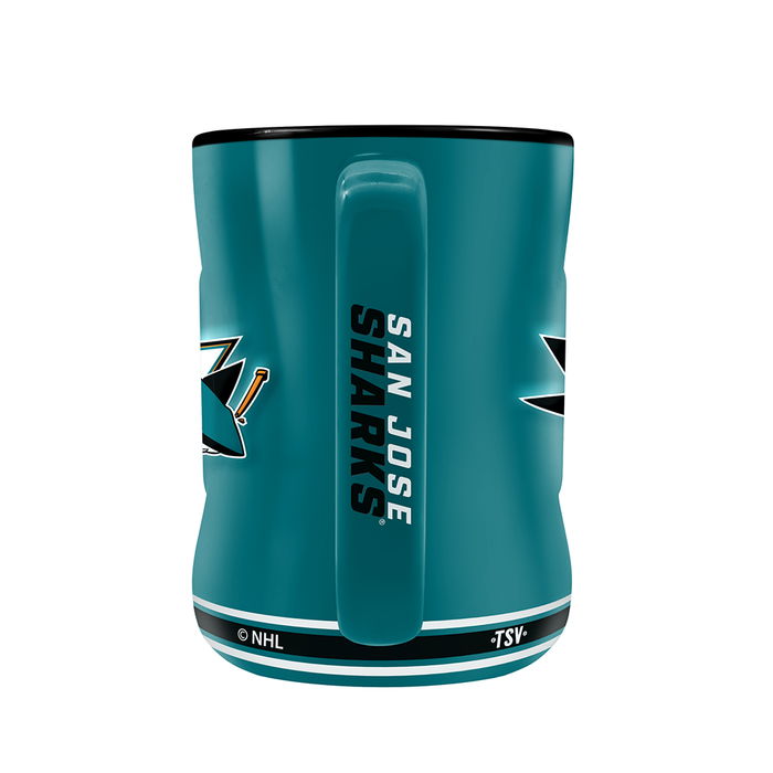 Tasse sculptée avec écusson de l'équipe des Sharks de San Jose de la LNH (14 oz)