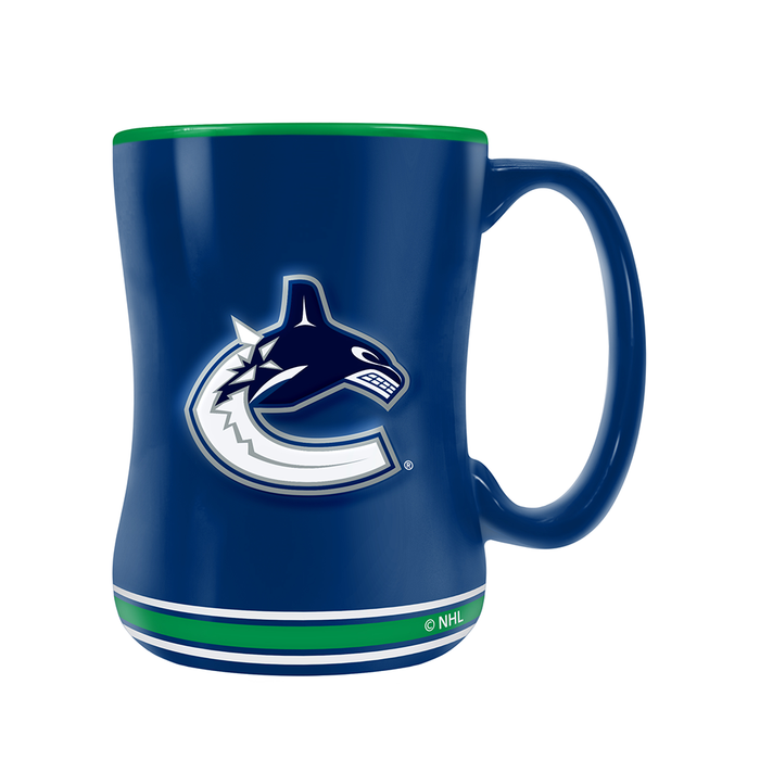 Tasse sculptée avec écusson de l'équipe des Canucks de Vancouver de la LNH (14 oz)