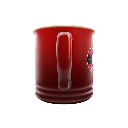 Hockey Canada red stoneware mug rear handle view in glossy crimson finish