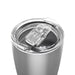 FIFA Canada 20 oz travel tumbler top close-up of clear flip lid and stainless rim