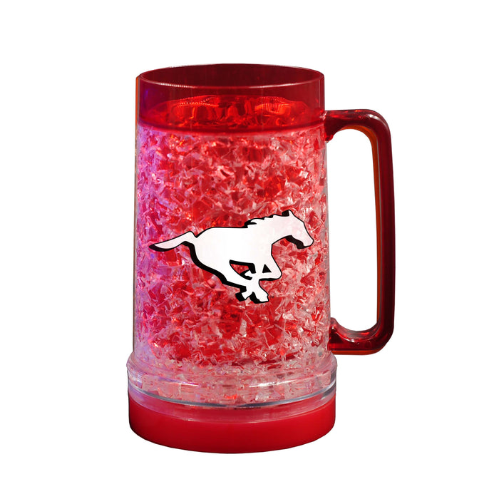 CFL Calgary Stampeders 16 OZ Plastic Light up Freezer Mug Glass Red