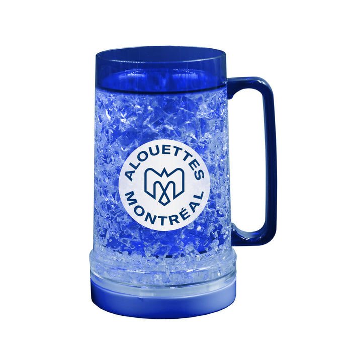 CFL Montreal Alouettes 16 OZ Plastic Light up Freezer Mug Glass Blue