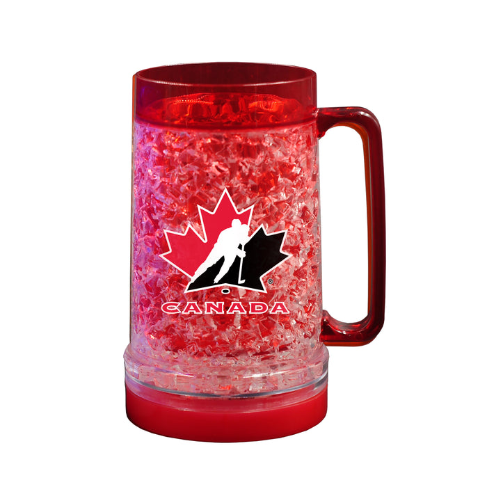 Hockey Canada 16 OZ Plastic Light up Freezer Mug Glass Red
