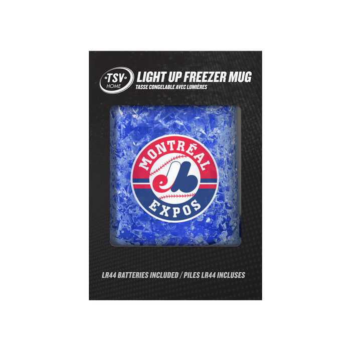 MLB Montreal Expos 16 OZ Plastic Light up Freezer Mug Glass Blue