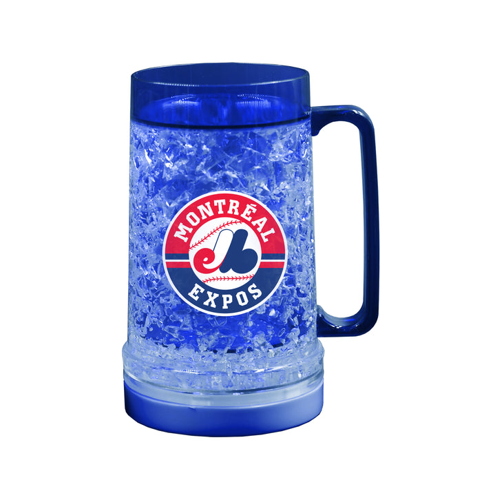 MLB Montreal Expos 16 OZ Plastic Light up Freezer Mug Glass Blue