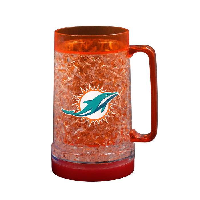 NFL Miami Dolphins 16 OZ Plastic Light up Freezer Mug Glass Orange