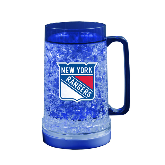 NHL New York Rangers 16 OZ Plastic Light up Freezer Mug Glass Blue