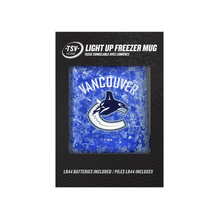 NHL Vancouver Canucks 16 OZ Plastic Light up Freezer Mug Glass Blue