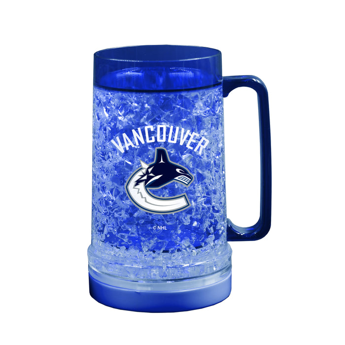 NHL Vancouver Canucks 16 OZ Plastic Light up Freezer Mug Glass Blue