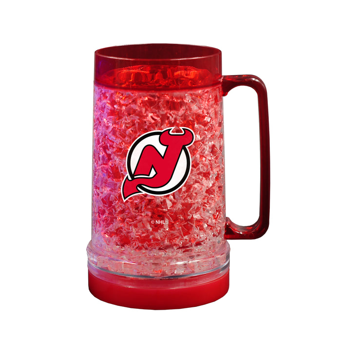NHL New Jersey Devils 16 OZ Plastic Light up Freezer Mug Glass Red