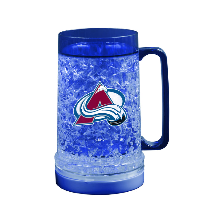 NHL Colorado Avalanche 16 OZ Plastic Light up Freezer Mug Glass Blue