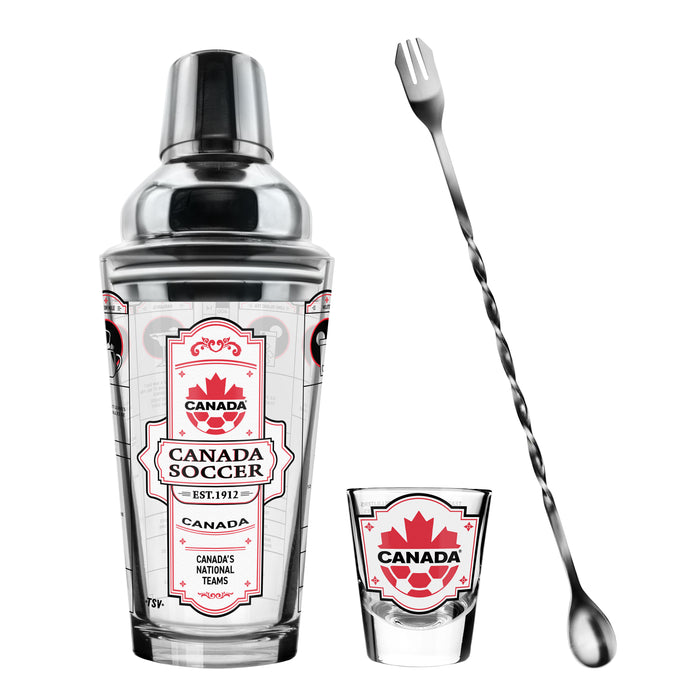 Canada Soccer Mixing Glass & Shot Glass Shaker Set