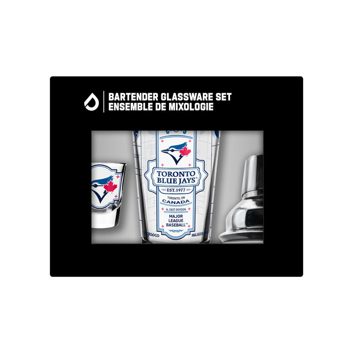 MLB Toronto Blue Jays Bartender Mixing Glass & Shot Glass Shaker Set