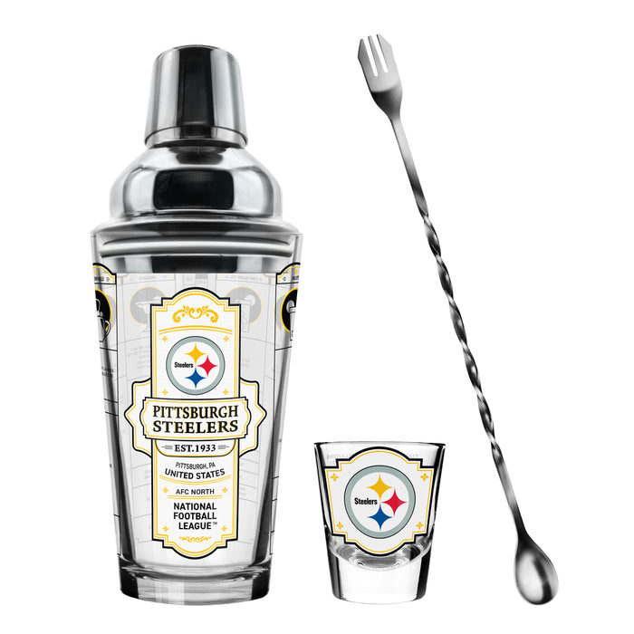 NFL Pittsburgh Steelers Bartender Mixing Glass & Shot Glass Shaker Set