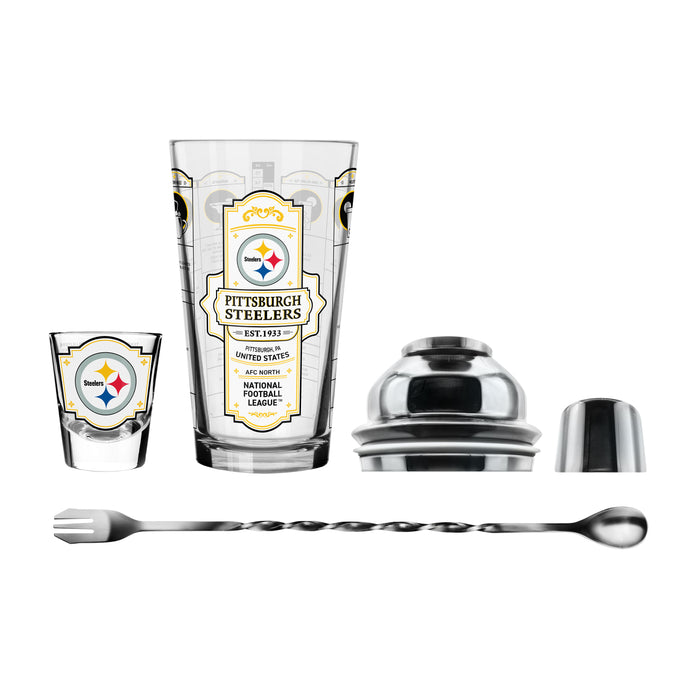 NFL Pittsburgh Steelers Bartender Mixing Glass & Shot Glass Shaker Set
