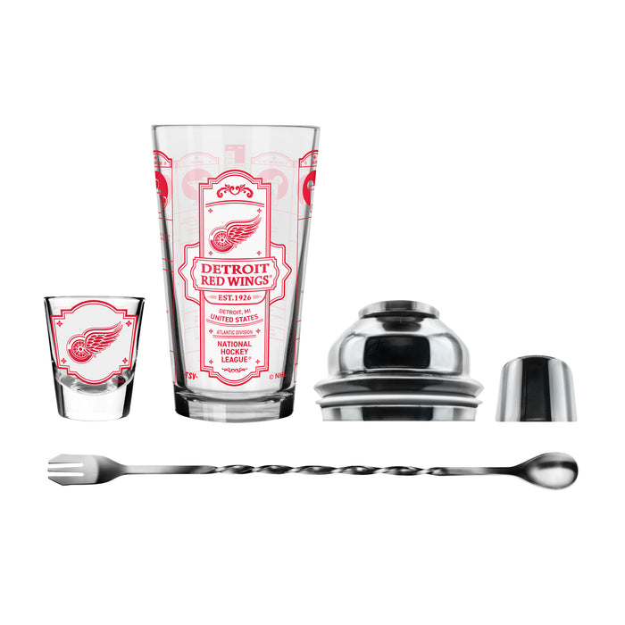 NHL Detroit Red Wings Bartender Mixing Glass & Shot Glass Shaker Set
