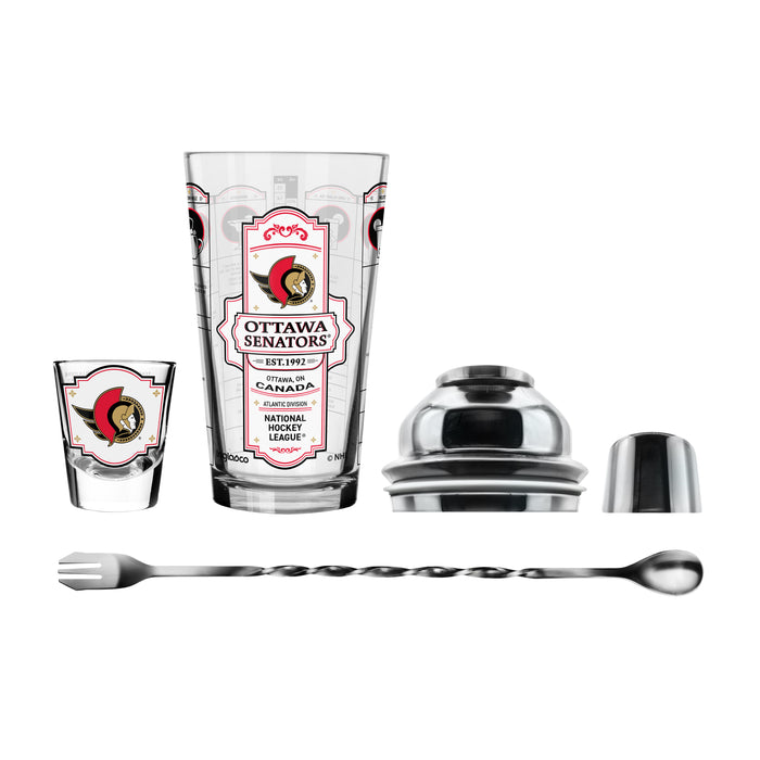 NHL Ottawa Senators Bartender Mixing Glass & Shot Glass Shaker Set