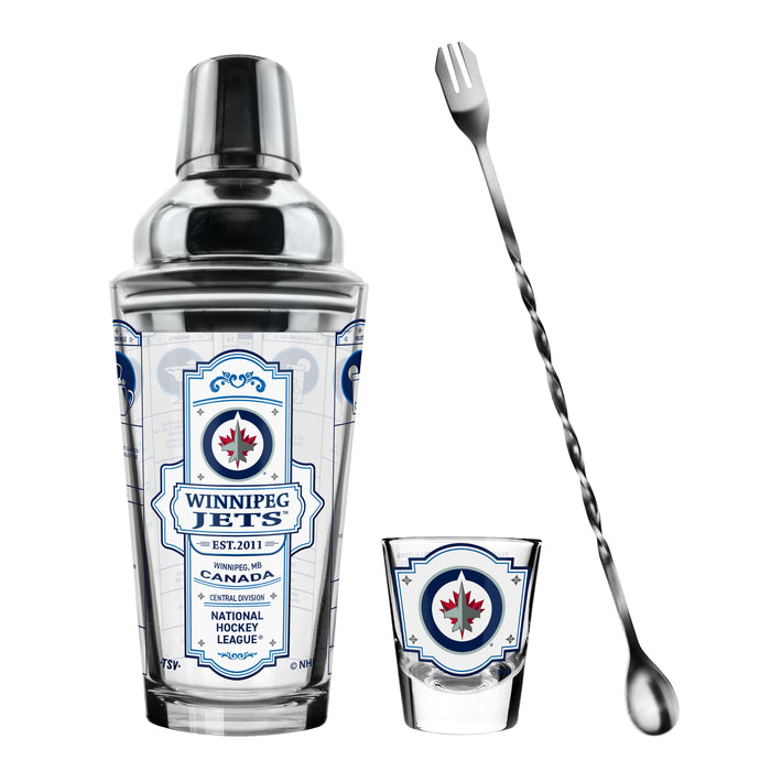 NHL Winnipeg Jets Bartender Mixing Glass & Shot Glass Shaker Set