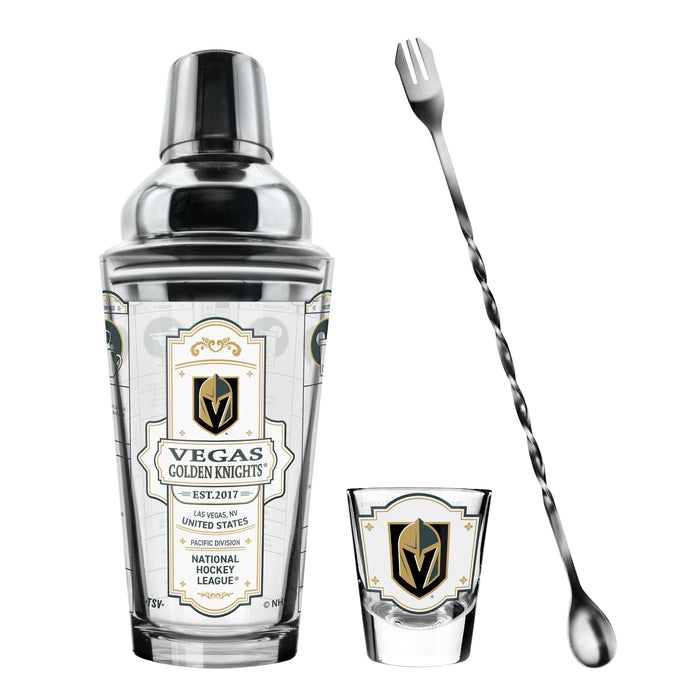 NHL Vegas Golden Knights Bartender Mixing Glass & Shot Glass Shaker Set