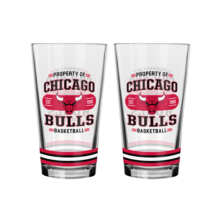 NBA Chicago Bulls 16 Oz 2 Pack Mixing Glass Property Of