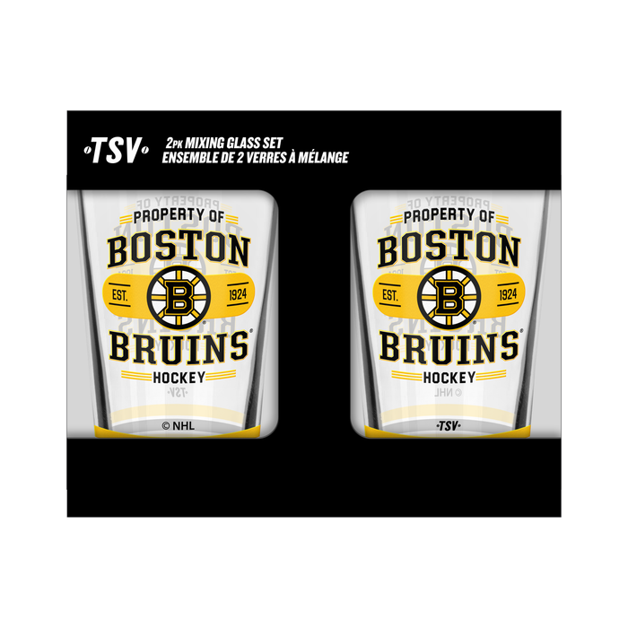 Verre à mélange NHL Boston Bruins Property of 16 oz, paquet de 2