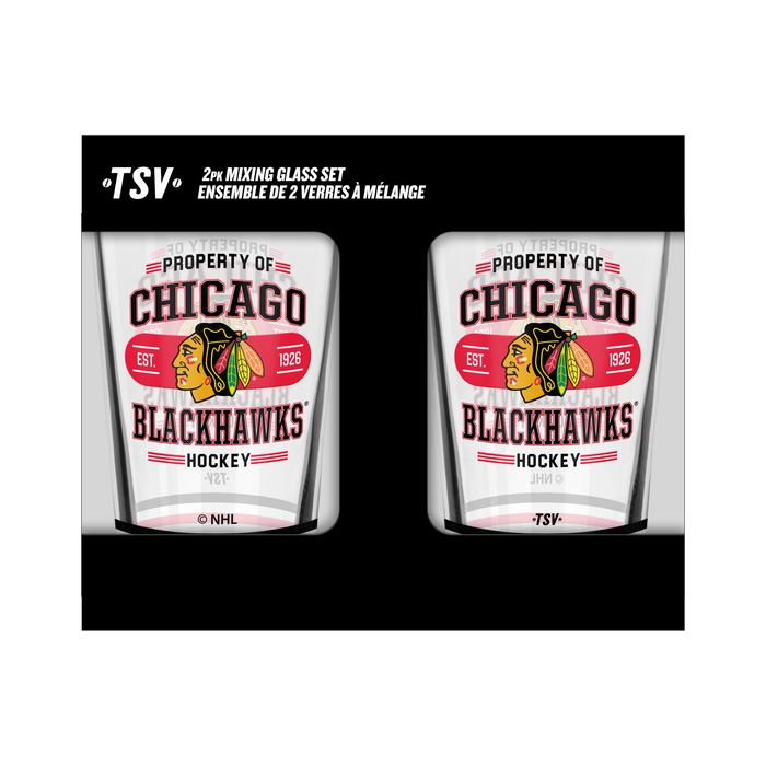 NHL Chicago Blackhawks Property of  16 oz  2-pack Mixing Glass