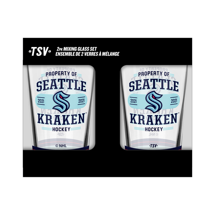 NHL  Seattle Kraken Property of  16 oz  2-pack Mixing Glass