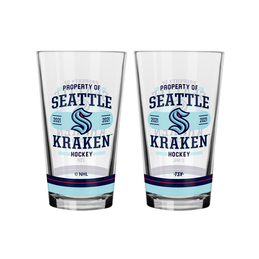 NHL  Seattle Sea Kraken Property of  16 oz  2-pack Mixing Glass