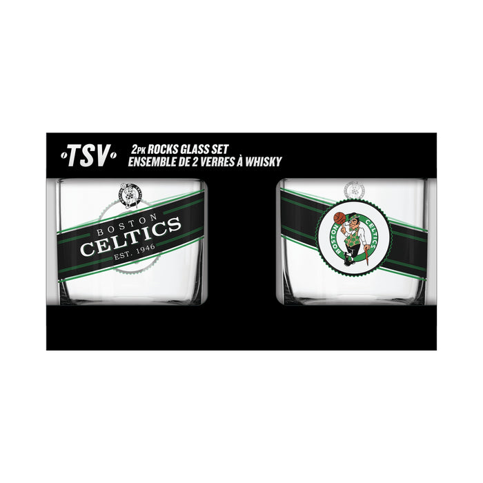 NBA Boston Celtics 10 Oz 2 Pack Rock glass Black Label