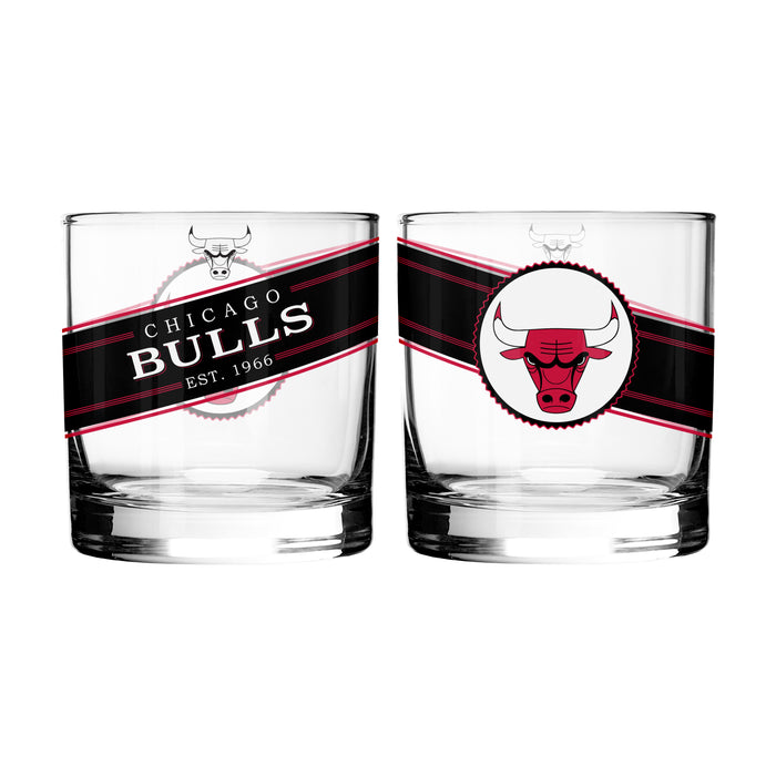 NBA Chicago Bulls 10 Oz 2 Pack Rock Glass Black Label