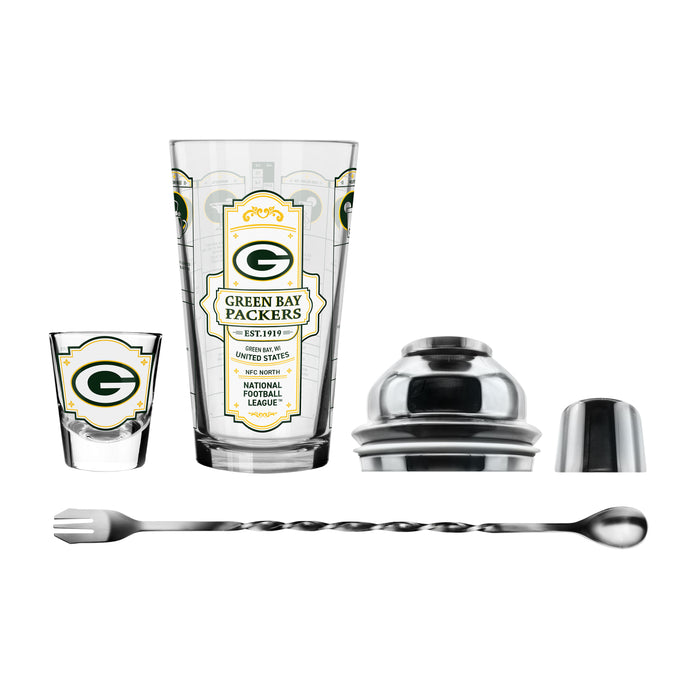 NFL Green Bay Packers Bartender Mixing Glass & Shot Glass Shaker Set