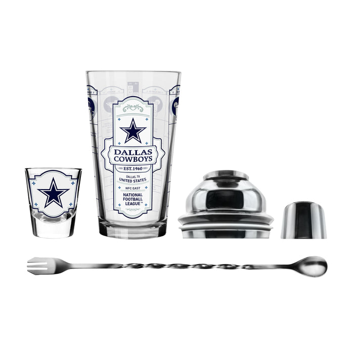 NFL Dallas Cowboys Bartender Mixing Glass & Shot Glass Shaker Set