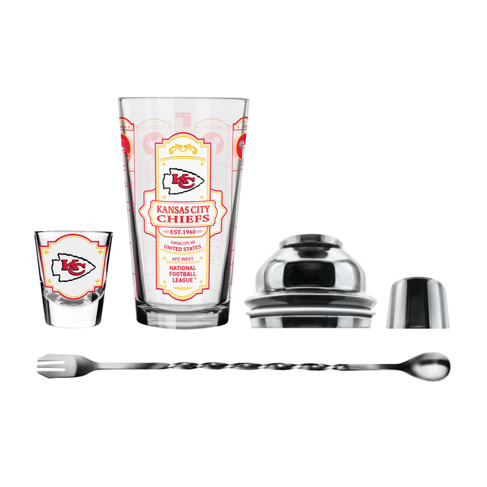 NFL Kansas City Chiefs Bartender Mixing Glass & Shot Glass Shaker Set