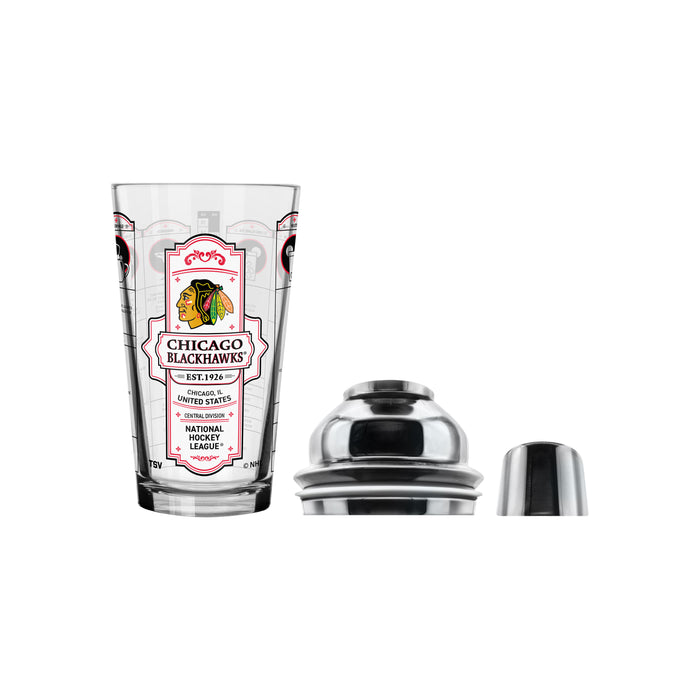 NHL Chicago Blackhawks Bartender Mixing Glass Shaker Set
