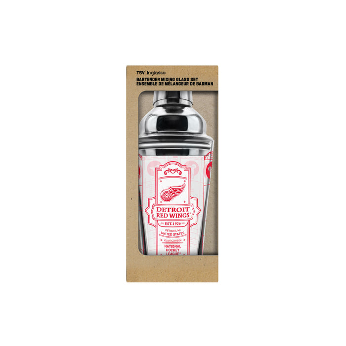 NHL Detroit Red Wings Bartender Mixing Glass Shaker Set
