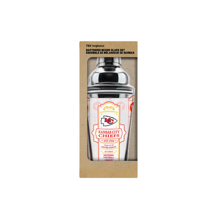 NFL Kansas City Chiefs Bartender Mixing Glass Shaker Set