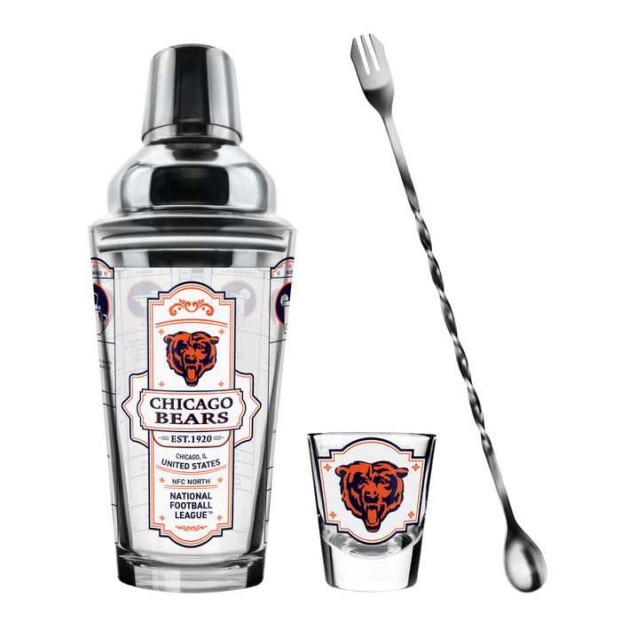 NFL Chicago Bears Bartender Mixing Glass & Shot Glass Shaker Set