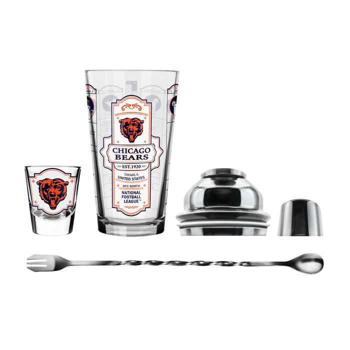 NFL Chicago Bears Bartender Mixing Glass & Shot Glass Shaker Set