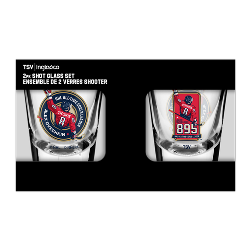 NHLPA Alex Ovechkin Washington Capitals 895 All-Time Goals Leader 2oz Shot Glass 2-Pack